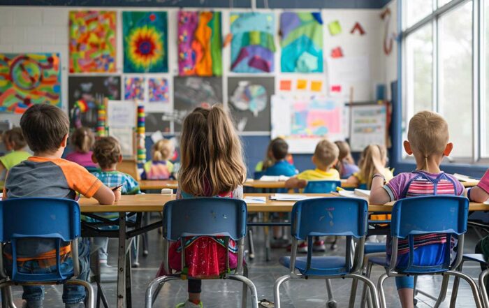 Bambini durante una lezione a scuola